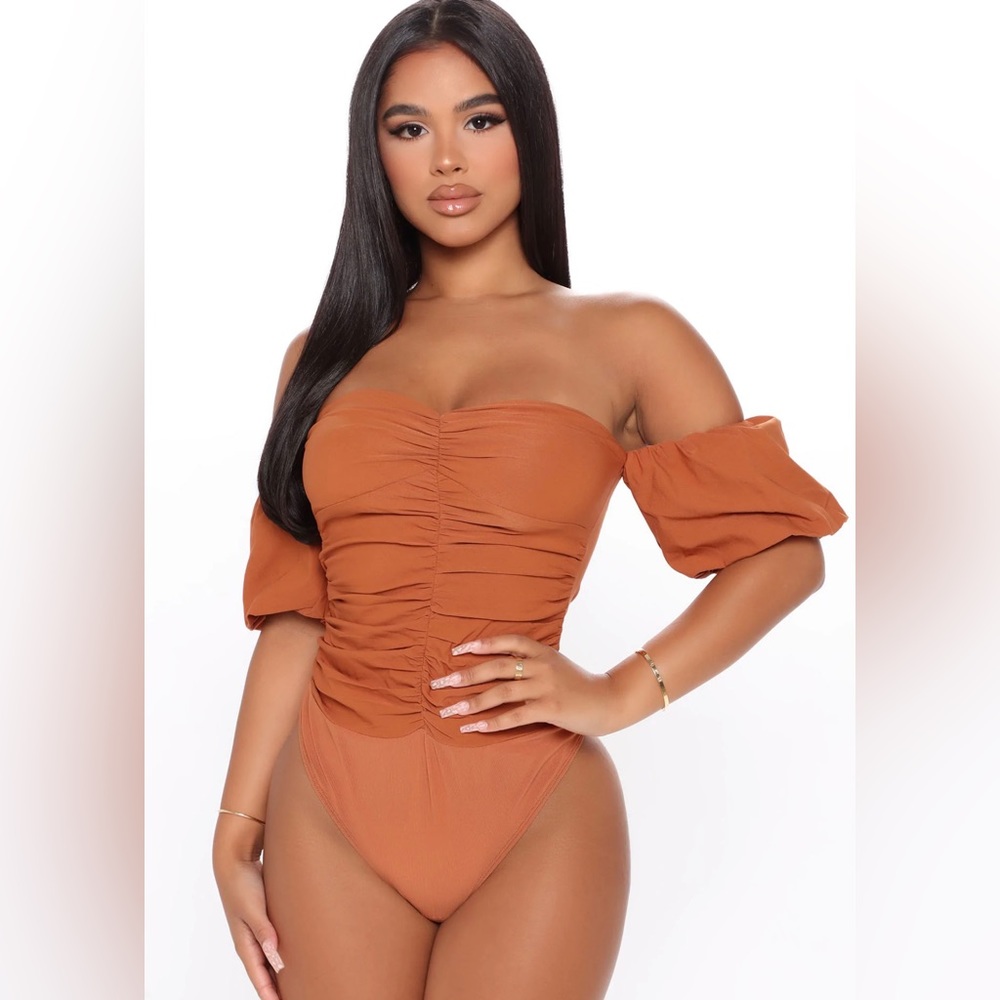 Fashion Nova with desire Bodysuit-Rust